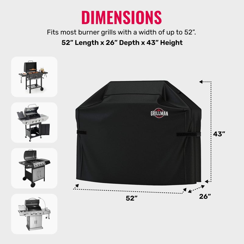 Grillman Premium Grill Cover for Outdoor Grill, BBQ Grill Cover, Rip-Proof, Waterproof, Top Heavy-Duty Large Grill Covers for Outside, Barbecue Cover & Gas Grill Covers (52" L x 26" W x 43" H, Tan) - Image 3